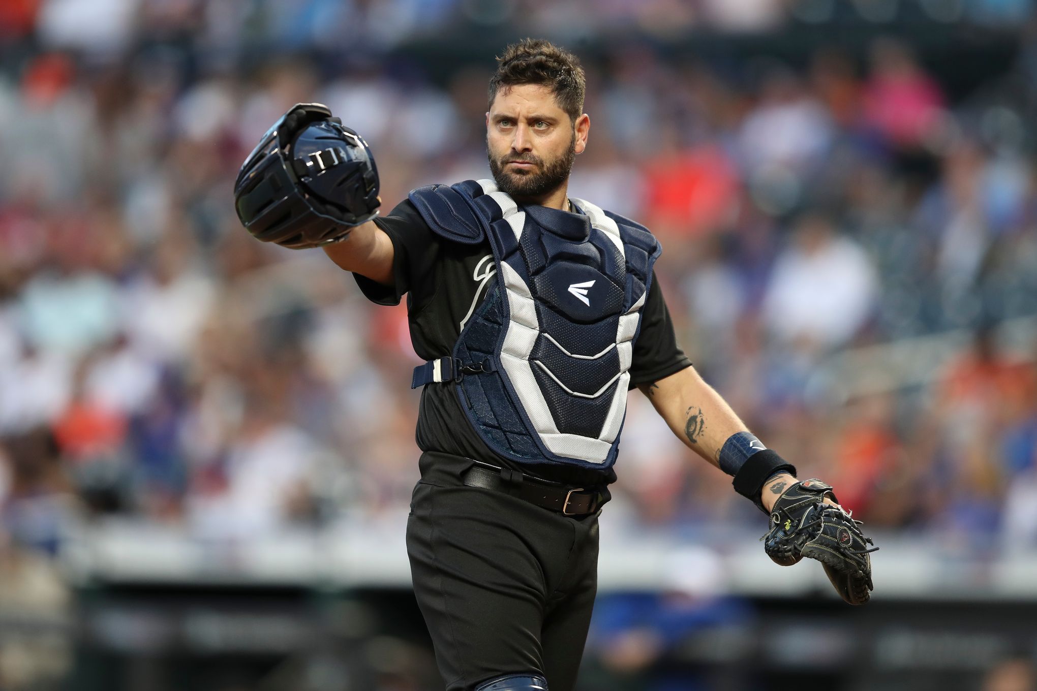 New York Yankees Francisco Cervelli behind home plate