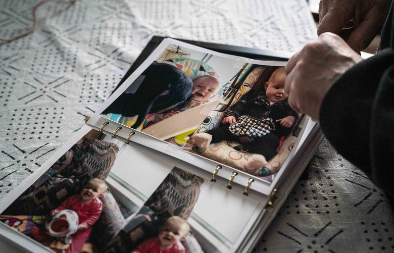 In an image provided by Sarah Rice for ProPublica, photos of Gabrielle Kennedy, the infant who died in January after a driver delivering for Amazon rear-ended her mother’s car, at her grandparents’ home in Wells, Maine, May 21, 2019. Amazon directs the destinations, deadlines and routes for its network of contract delivery drivers, but when they crash, the retail giant often escapes responsibility. (Sarah Rice for ProPublica via The New York Times) — NO SALES; FOR EDITORIAL USE ONLY WITH NYT STORY AMAZON DELIVERY BY PATRICIA CALLAHAN FOR SEPT. 5, 2019. ALL OTHER USE PROHIBITED. — XNYT2