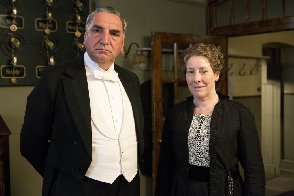 Jim Carter as Carson and Phyllis Logan as Mrs. Hughes in season three of the “Downton Abbey” series. (Giles Keyte / Carnival Films)