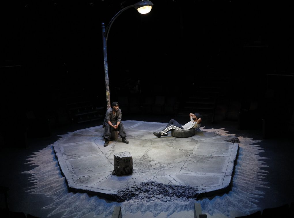 “Pass Over,” Antoinette Nwandu’s lyrical and haunting play with shades of “Waiting for Godot” about two black men literally trapped on a city street corner, played at ACT Theatre earlier this year. It starred Treavor Lovelle and Preston Butler III. (Chris Bennion)