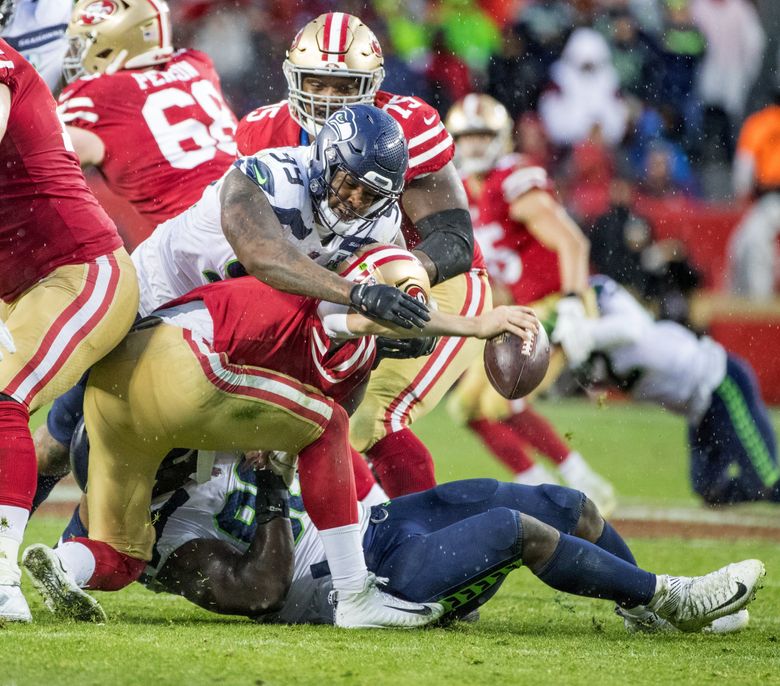 Seattle Seahawks defensive end Quinton Jefferson celebrates during an NFL  football game against the Atlanta Falcons, Sunday, Sept. 25, 2022, in  Seattle. The Falcons won 27-23. (AP Photo/Stephen Brashear Stock Photo -  Alamy