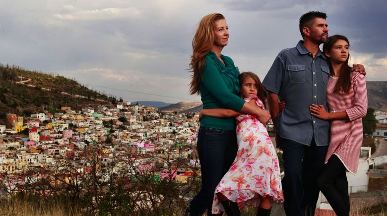 The Valdez family — Joy, daughter Catalina, Rafael and daughter Maya —  lives in the city of Zacatecas, Mexico, but hopes eventually to return to the Seattle area. (Erika Schultz / The Seattle Times)