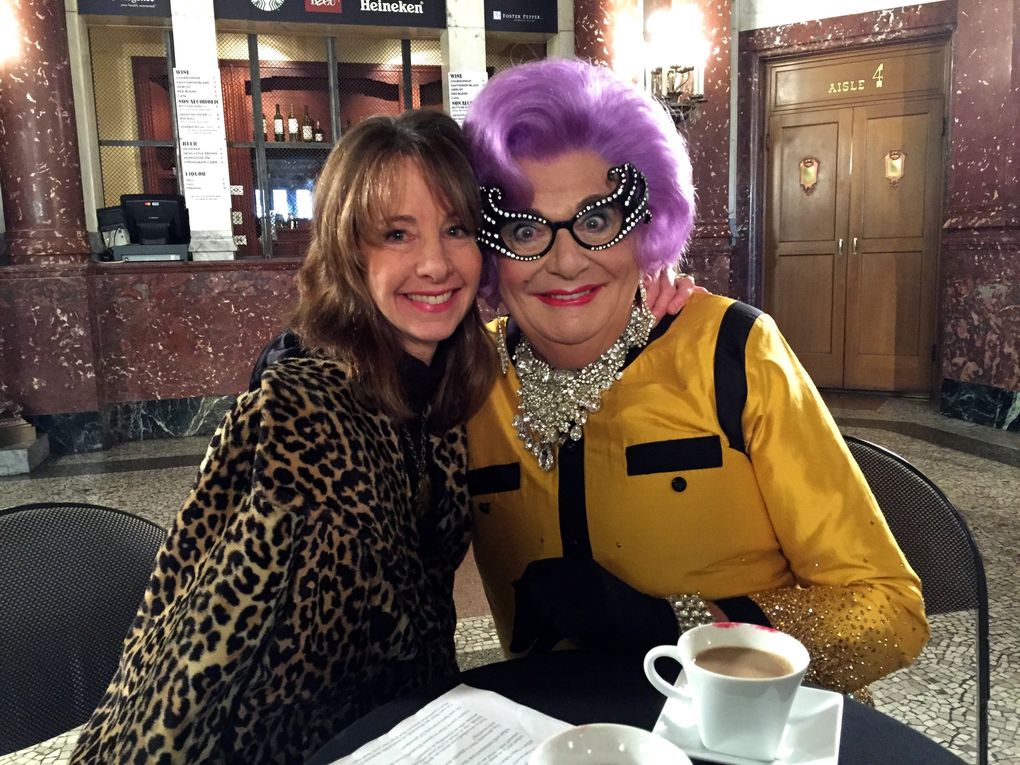 “Art Zone” host Nancy Guppy with Dame Edna. (Sheila Mullen)