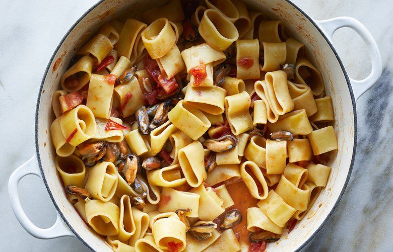 The secret ingredient in this delicious mussel, tomato and capers pasta