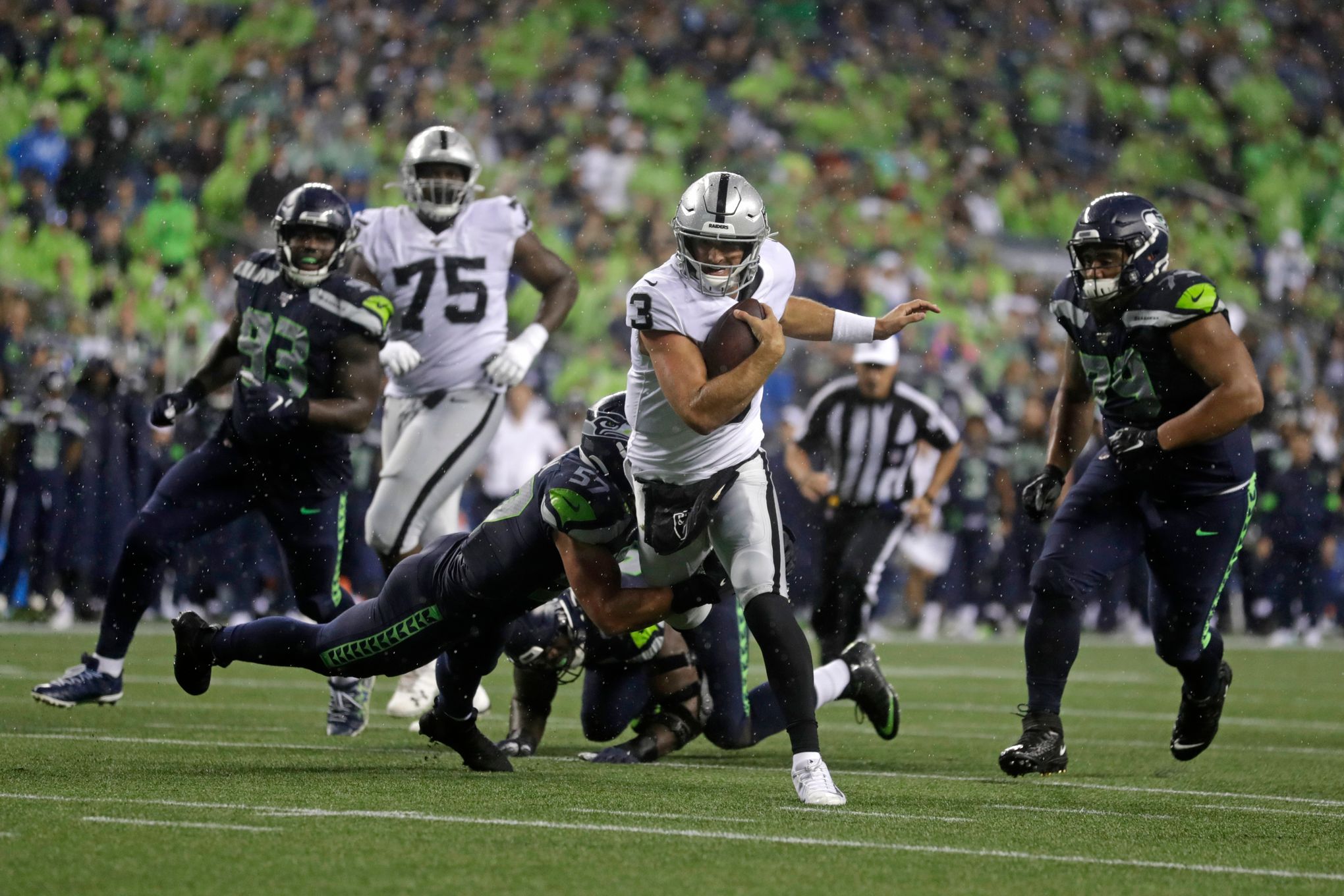 Oakland Raiders nose tackle Anthony Rush (60) during an an NFL