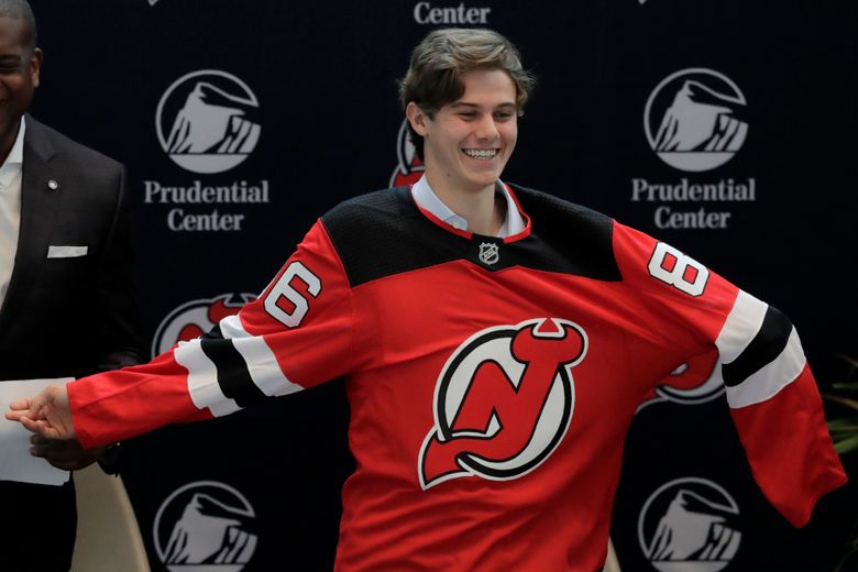 Jack Hughes Autographed New Jersey Devils 2019 NHL Draft Puck FAN