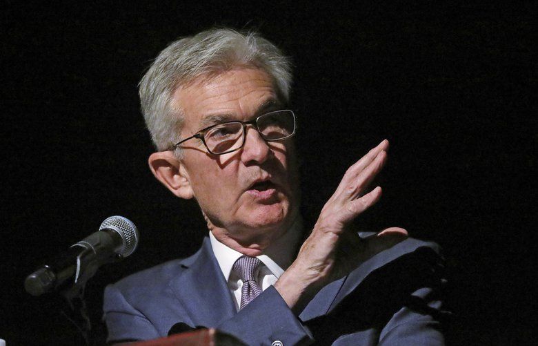 Federal Reserve Chairman Jerome Powell speaks Monday, Oct. 7, 2019, in Salt Lake City, before the premiere of a film commemorating Marriner Eccles, who led the Fed from 1934 until 1948. Powell is stressing the importance of an independent central bank “absolutely free” from politics. Powell’s comments Monday in Salt Lake City came after President Donald Trump has repeatedly pressured Powell to lower interest rates and said the United States is missing out on economic opportunities because of “boneheads” at the Federal Reserve. (AP Photo/Rick Bowmer) UTRB103 UTRB103