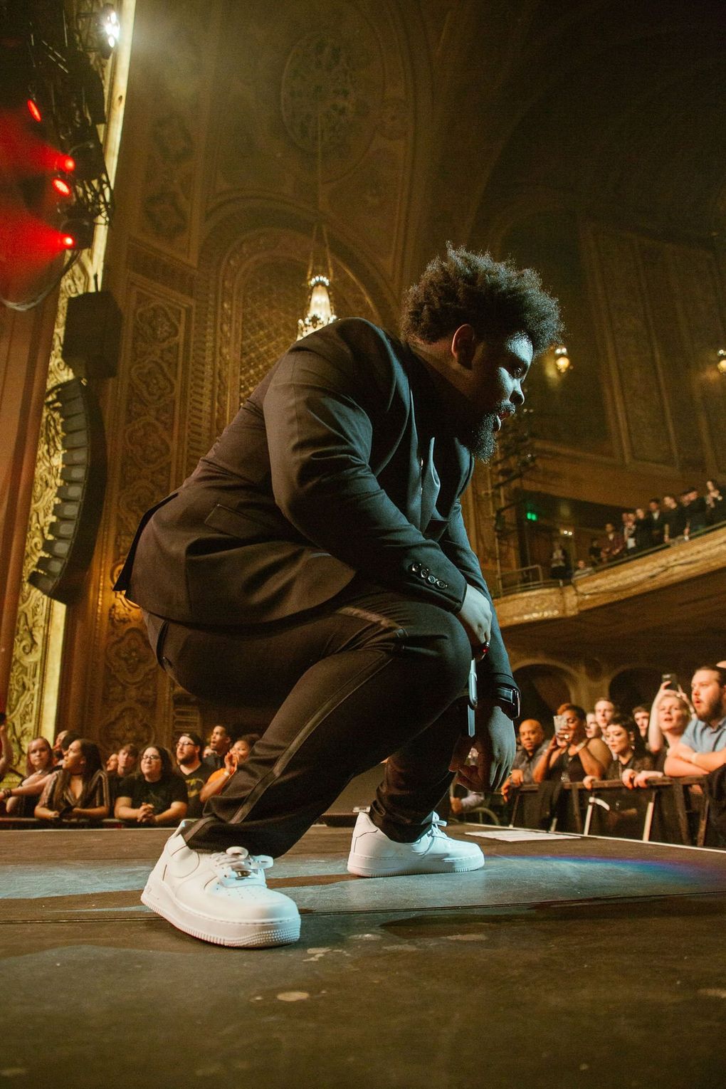 Tacoma rapper and former Residency student Brandon Marsalis gives a chilling performance during The Residency’s five-year fundraising concert at the Paramount Theatre. (Haley Blavka)