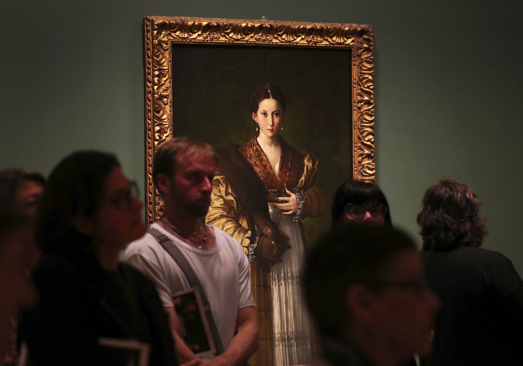 “Antea,” a circa 1535 oil on canvas by Parmigianino, is on view at SAM’s “Flesh and Blood” exhibit through Jan. 26. (Ken Lambert / The Seattle Times)