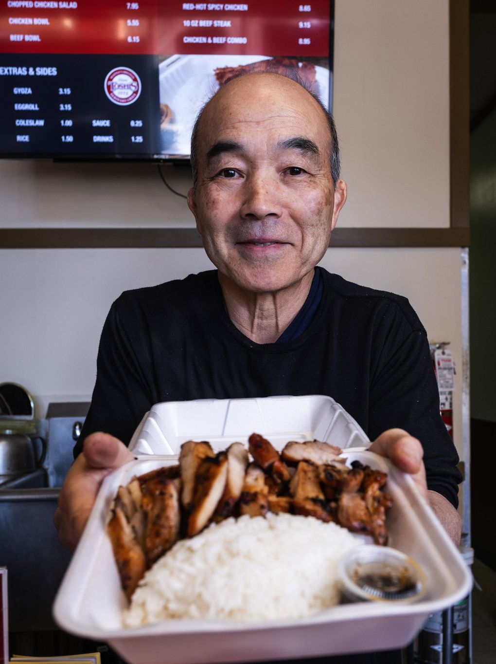 “In the restaurant business, you should have good food plus reasonable prices — that’s what I believe in,” says chef Toshihiro Kasahara of Toshi’s Teriyaki Grill. Hence, Seattle-style teriyaki came to be. (Dean Rutz / The Seattle Times)
