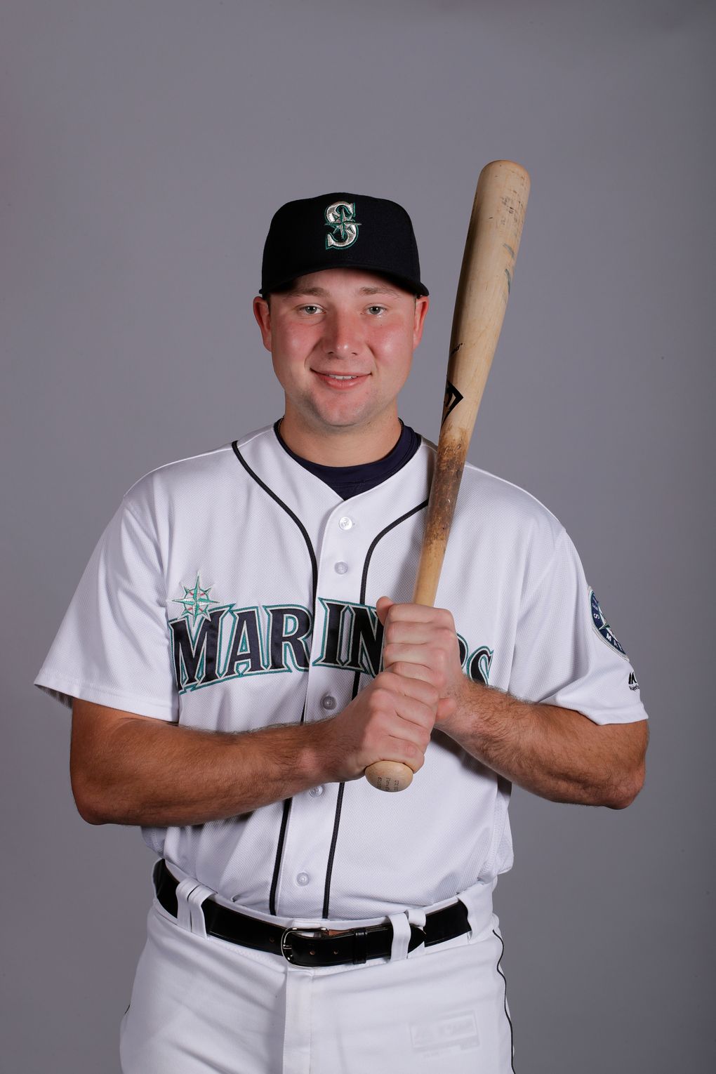 Cal Raleigh poses for his MLB headshot Feb. 18. (AP Photo/Charlie Riedel)