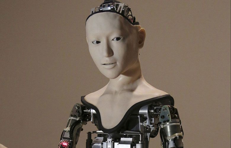 The humanoid robot “Alter” on display at the National Museum of Emerging Science and Innovation in Tokyo in 2016. (Koji Sasahara / The Associated Press)