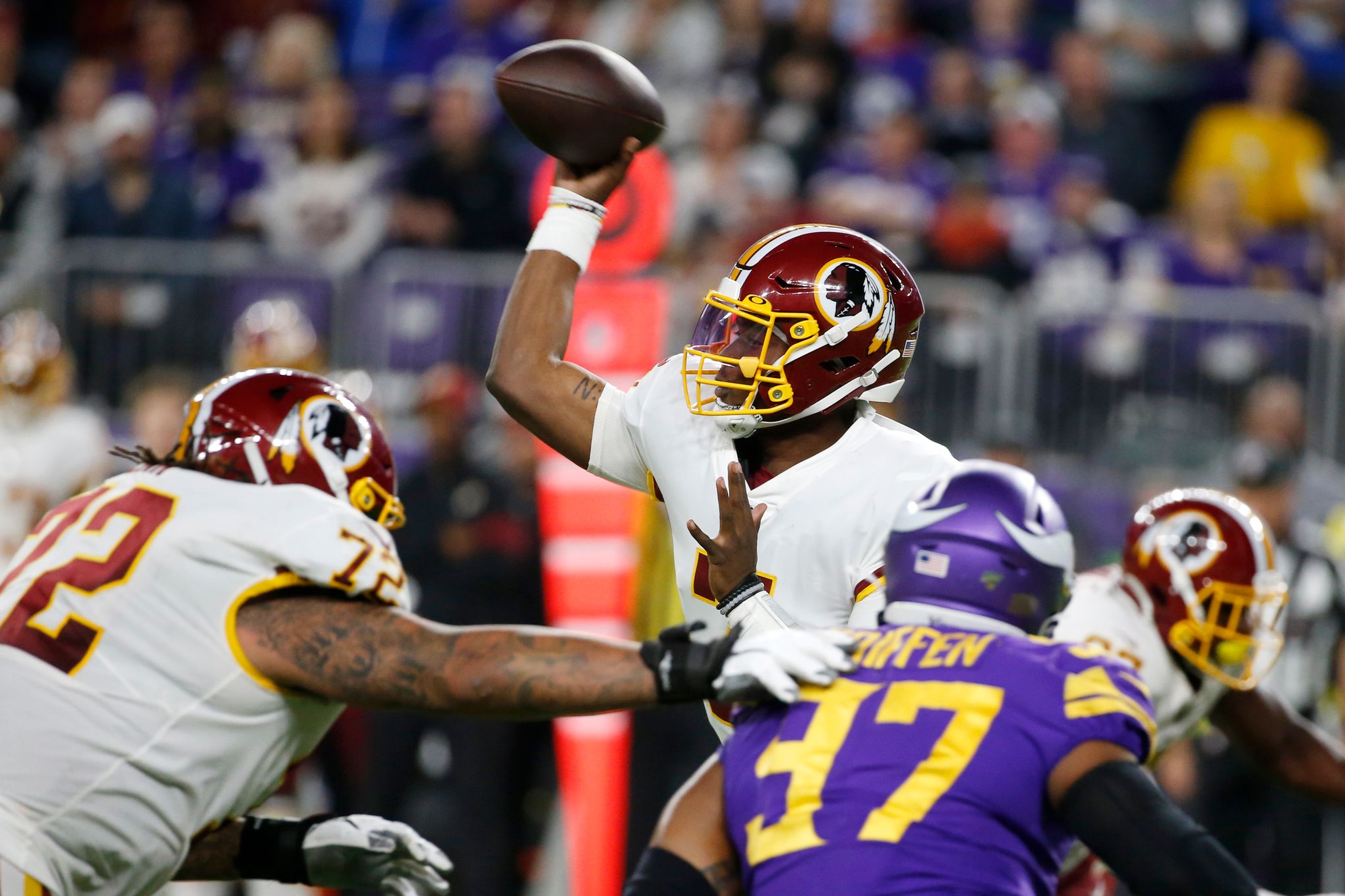 Dwayne Haskins struggles in debut after replacing Case Keenum at