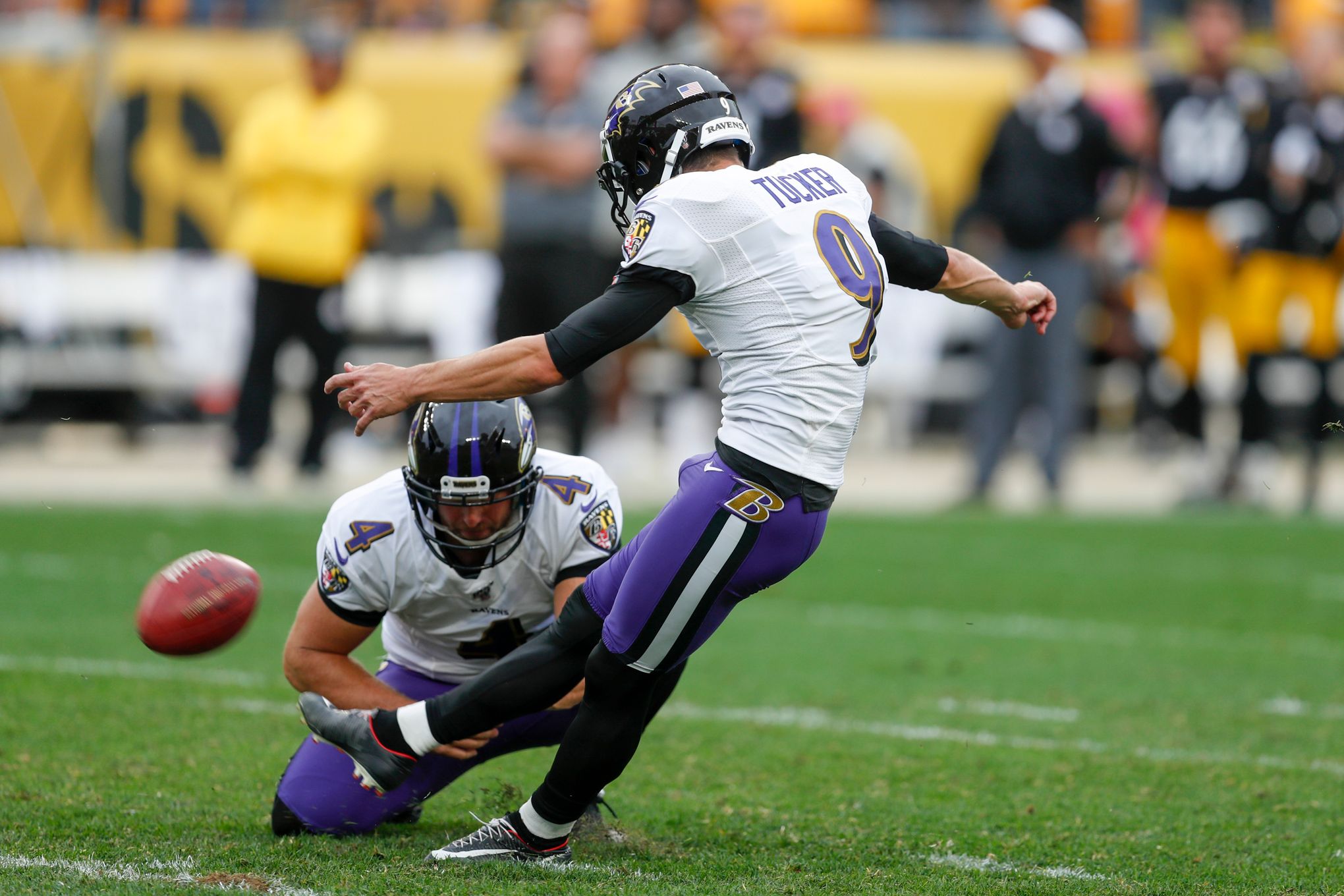 Ravens kicker Justin Tucker is here kicking 70-yard field goals again