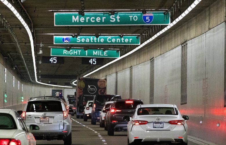 Traffic heads northbound in the new underground Hwy. 99 tunnel on the westside of Seattle Wednesday, October 30, 2019.  Between 30 percent and 50 percent of drivers are expected to avoid tolls on Nov. 9 — which threatened a tollpocalypse on congested streets.  211932 211932