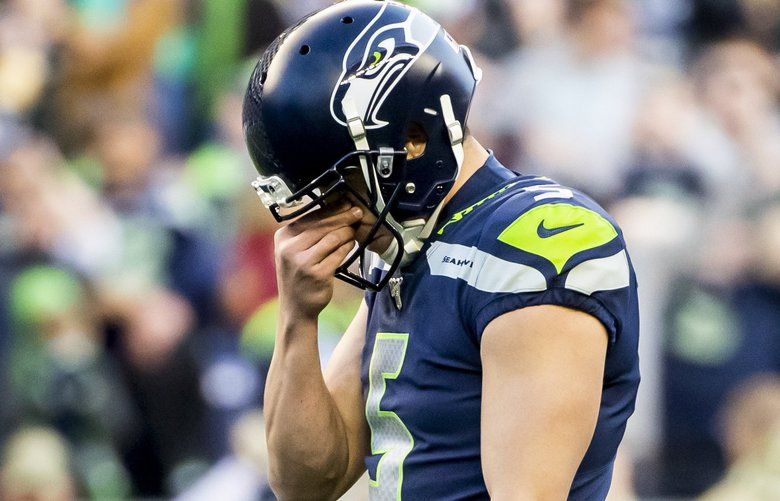 Seattle Seahawks kicker Jason Myers (5) walks off the field during the NFL  football team's training camp, Wednesday, July 26, 2023, in Renton, Wash.  (AP Photo/Lindsey Wasson Stock Photo - Alamy