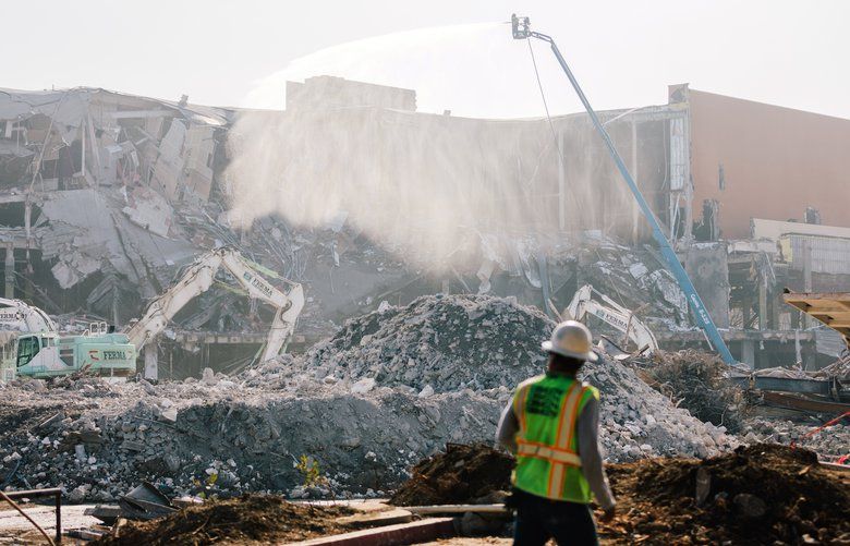 The Vallco Shopping Mall in Cupertino, Calif., is demolished on Nov. 5, 2019. The mall is to be replaced by 2,400 apartments, but that plan is stuck in court. (Anastasiia Sapon/The New York Times) XNYT33