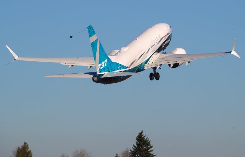 The Boeing 737 MAX 7, the newest family of single-aisle airplanes, takes off from the Renton Airport on Friday March 16, 2018. Powered by CFM International LEAP-1B engines, the MAX will emit 350,000 fewer metric tons of CO2 and save more than 250 million pounds of fuel per year. The Boeing 737 MAX 7, the newest family of single-aisle airplanes, takes off from the Renton Airport on Friday March 16, 2018. Powered by CFM International LEAP-1B engines, the MAX will emit 350,000 fewer metric tons of CO2 and save more than 250 million pounds of fuel per year.  205622