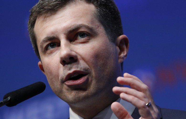 Democratic presidential candidate South Bend, Ind., Mayor Pete Buttigieg speaks during a fundraiser for the Nevada Democratic Party, Sunday, Nov. 17, 2019, in Las Vegas. (AP Photo/John Locher) NVJL131 NVJL131