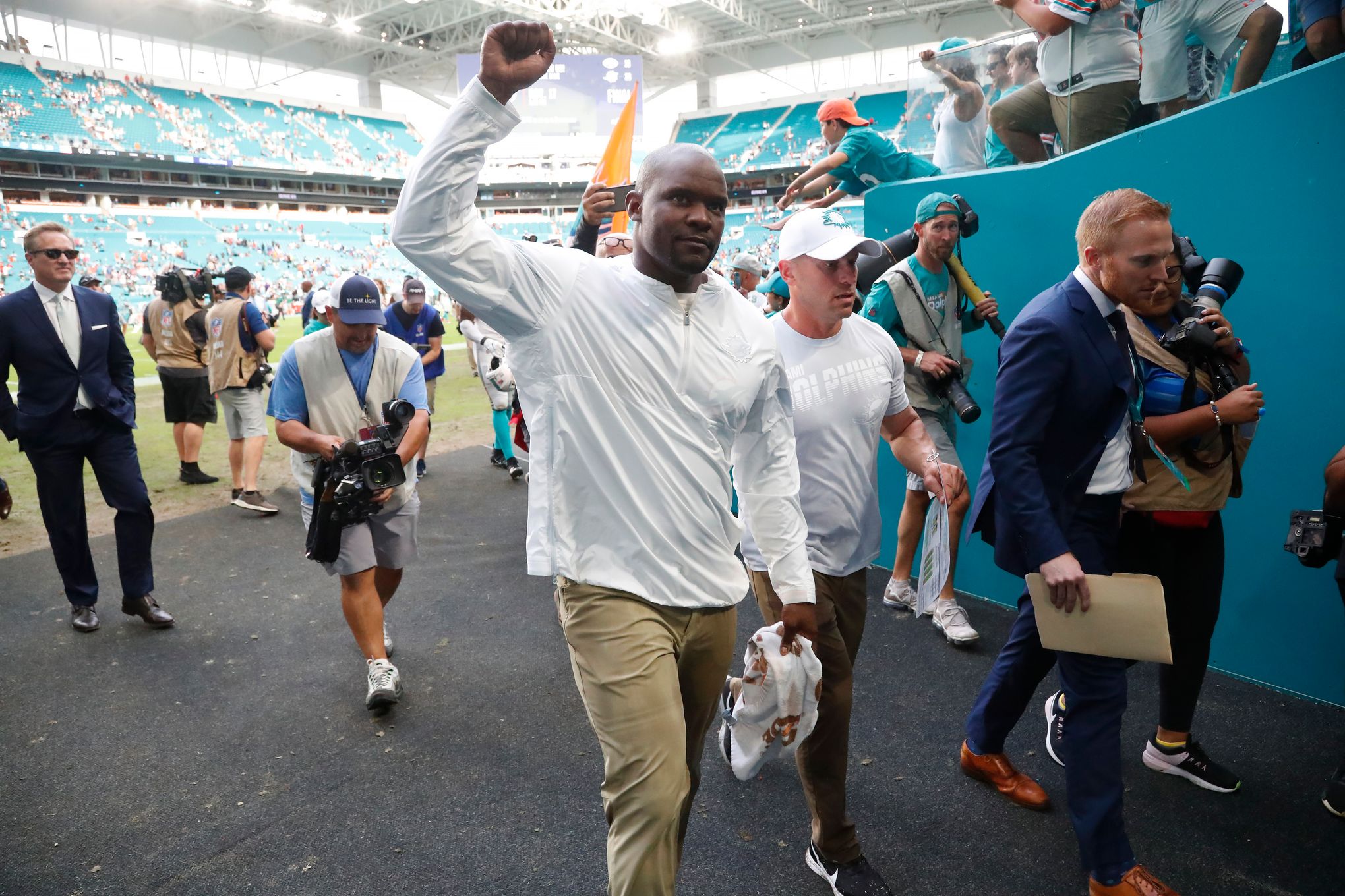 Miami Dolphins head coach Brian Flores is a looming tough decision