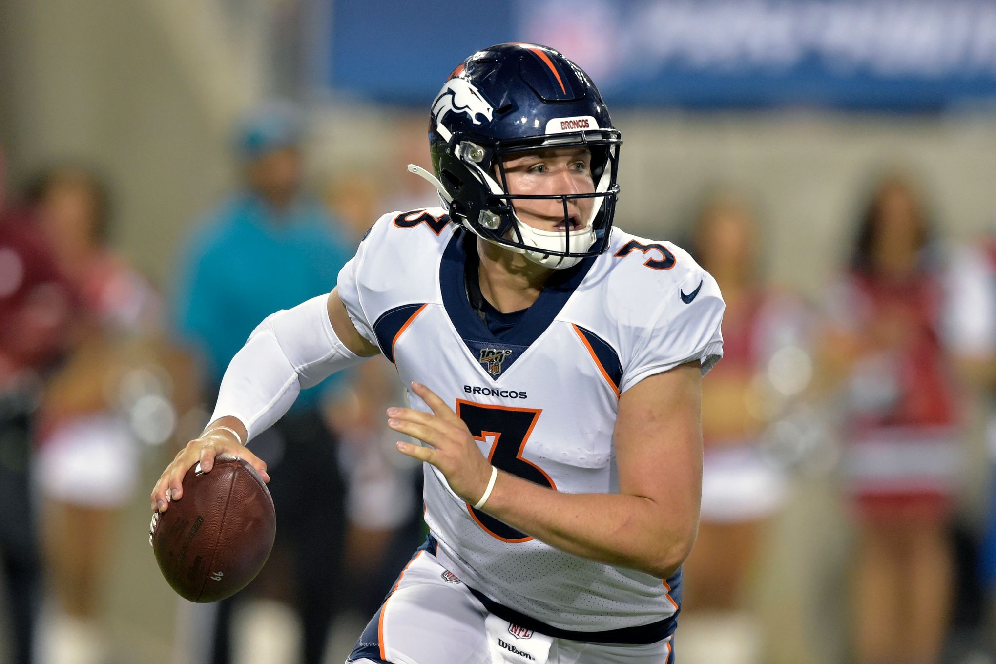 Broncos rookie QB Drew Lock bides time while making progress in recovery