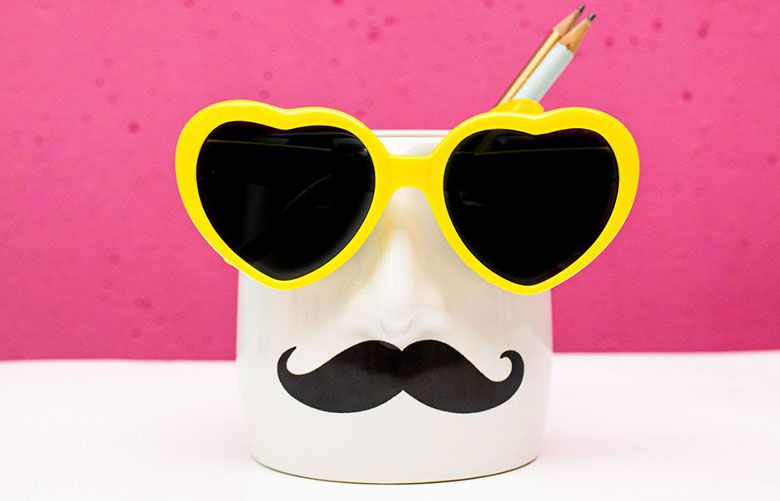 Lenny Mud Mustache Pencil Cup and Glasses Holder