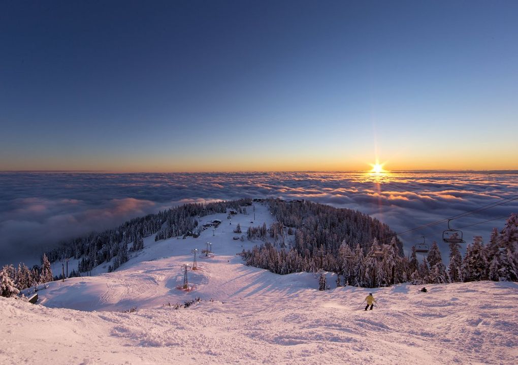 Grouse Mountain offers the most tourist-friendly attractions — and a stunning view of the city — for those looking for slopes around Vancouver. (Courtesy Grouse Mountain)