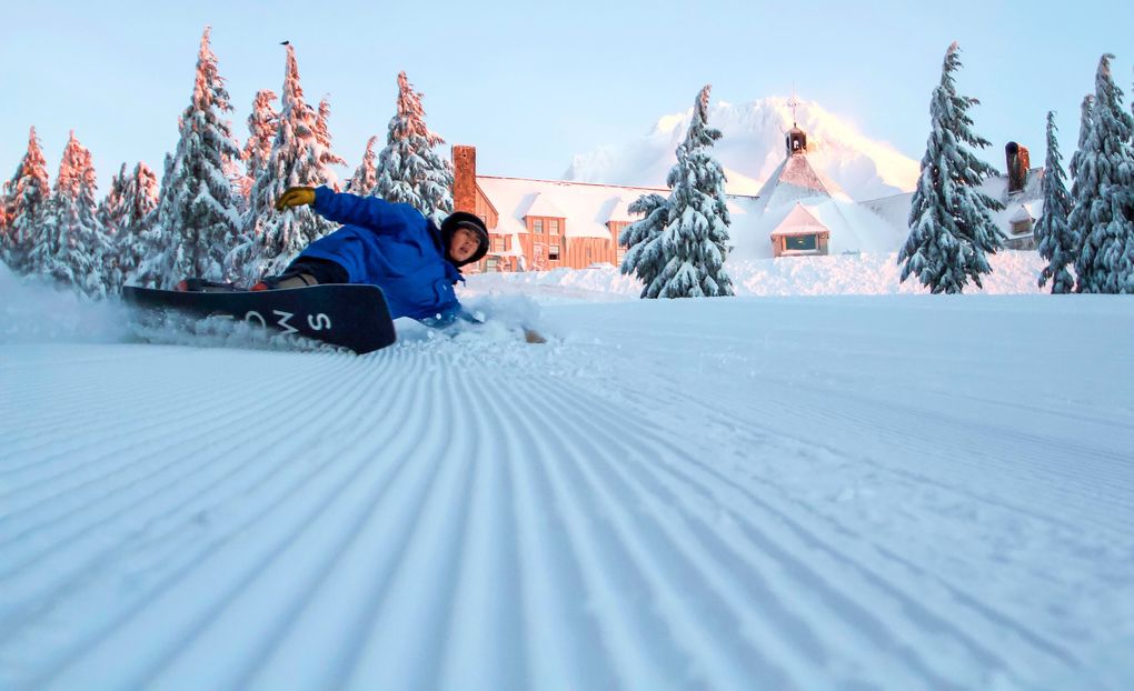 Timberline is known for its slopes as well as its iconic, imposing lodge, used as the fictional Overlook Hotel in Stanley Kubrick’s 1980 horror film, “The Shining.” (Courtesy of Timberline Lodge & Ski Area)