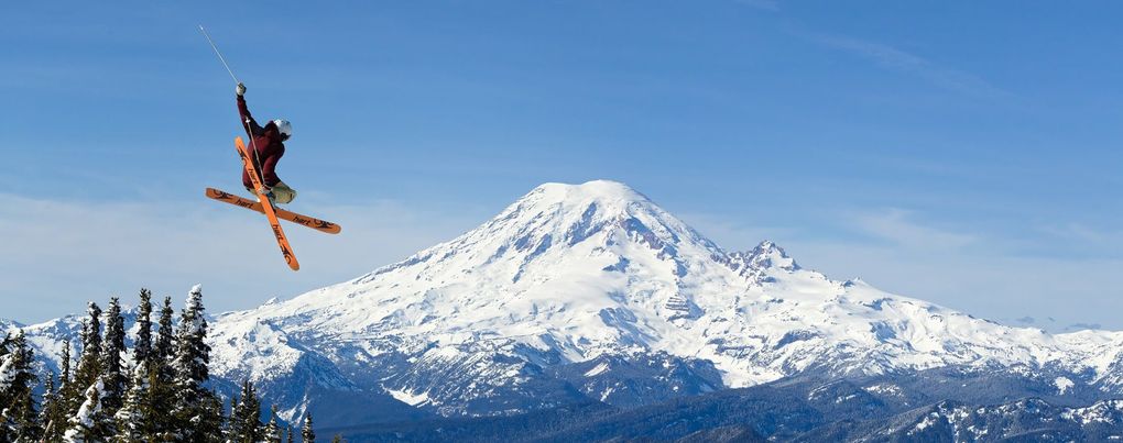 White Pass starts at 4,500 feet, higher than Stevens Pass, and boasts stunning panoramic views of the south side of Mount Rainier. (Jason Hummel / White Pass Ski Area)
