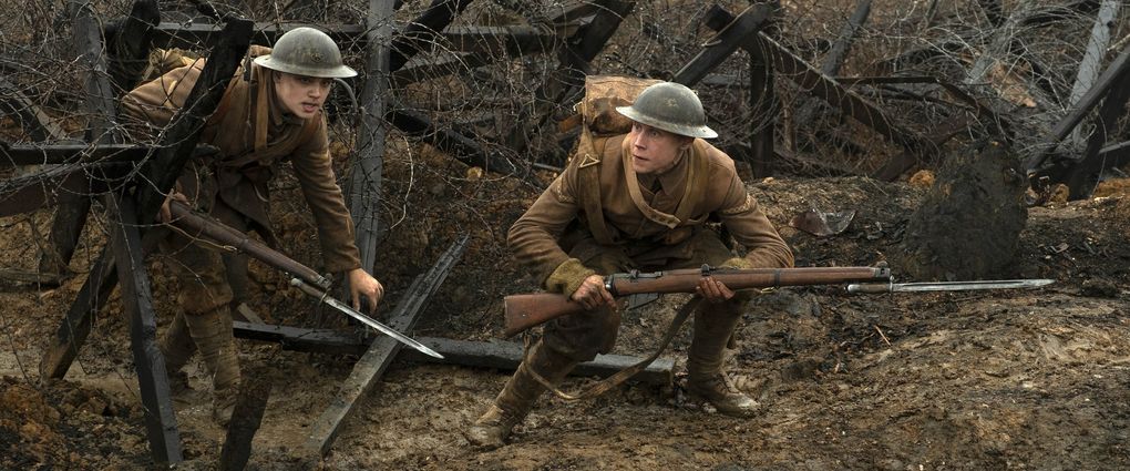 Sam Mendes’ “1917,” with Dean-Charles Chapman, left, and George MacKay, opens in Seattle-area theaters on Jan. 10. It was nominated for several Golden Globes, including for best motion picture drama. (Francoise Duhamel / Universal Pictures via The Associated Press)