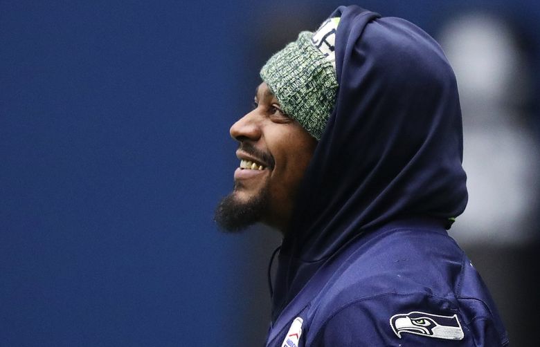 Marshawn Lynch is seen at Seahawks practice, Tuesday, Dec. 24, 2019 at VMAC in Renton. (Ken Lambert / The Seattle Times)