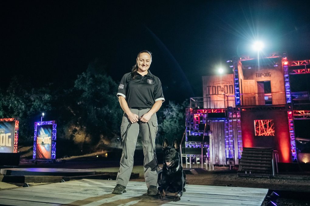 Seattle Police Department K-9 Pele and officer T.J. San Miguel will compete in the new A&E series “America’s Top Dog.” (Nico Therin/A&E 2019)