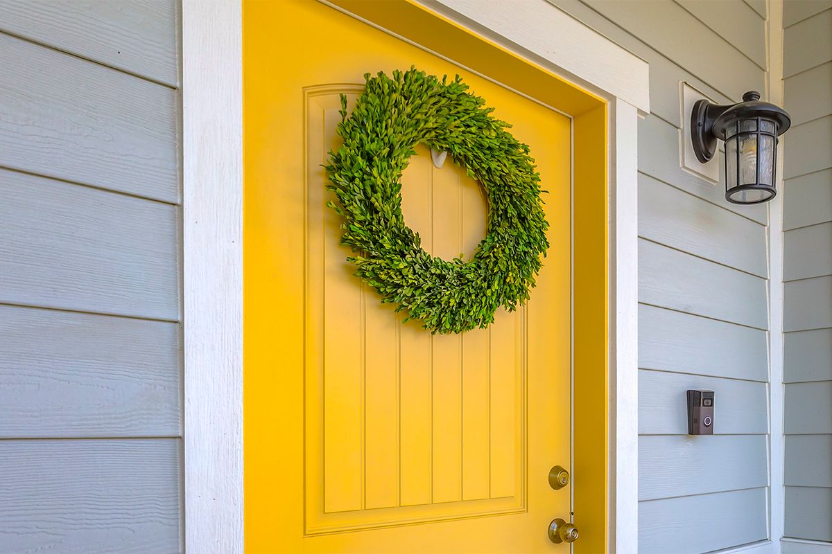 Front door colors for yellow deals house