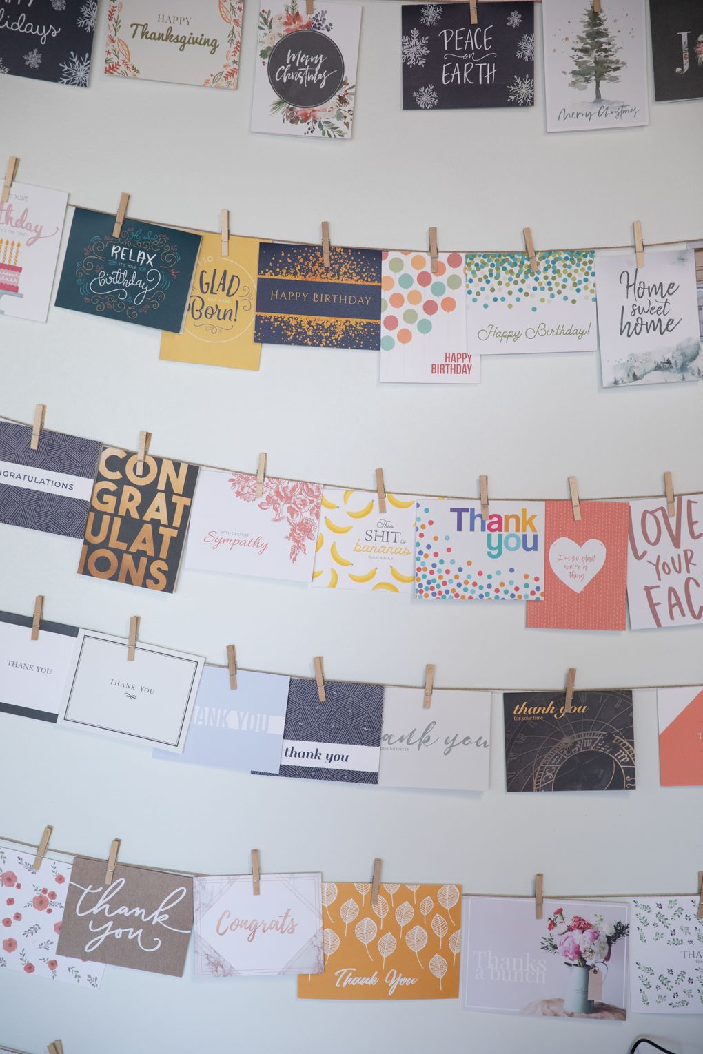 A variety of cards hang on the wall in Handwrytten’s shop. (Photo for The Washington Post by Davis Winborne).