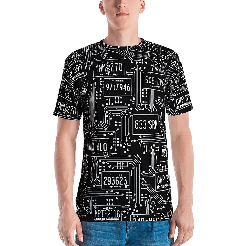 Cybersecurity analyst Kate Rose imprints stock images of out-of-use and fake license plates onto fabric to create shirts and dresses. AI systems read the images on the clothes as plates, in turn feeding junk data into the technology. (Adversarial Fashion)