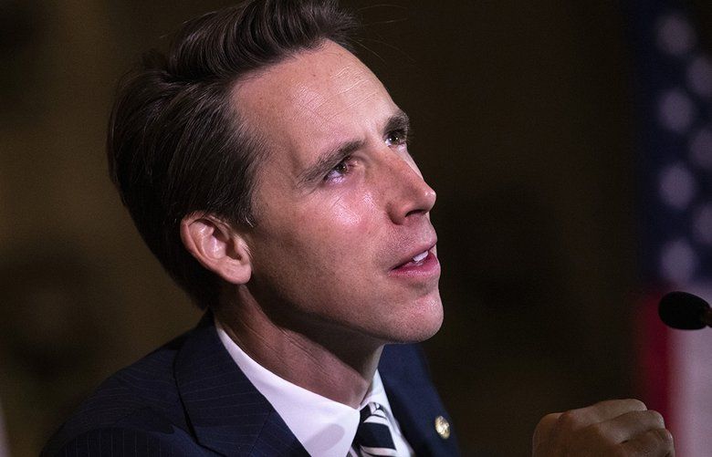 Sen. Josh Hawley (R-MO) attends a a special Senate Committee on Homeland Security and Governmental affairs hearing on “The State of Homeland Security after 9/11” at the National September 11th Memorial Museum on Sept. 9, 2019 in New York City. (Drew Angerer/Getty Images/TNS)  1533612 1533612