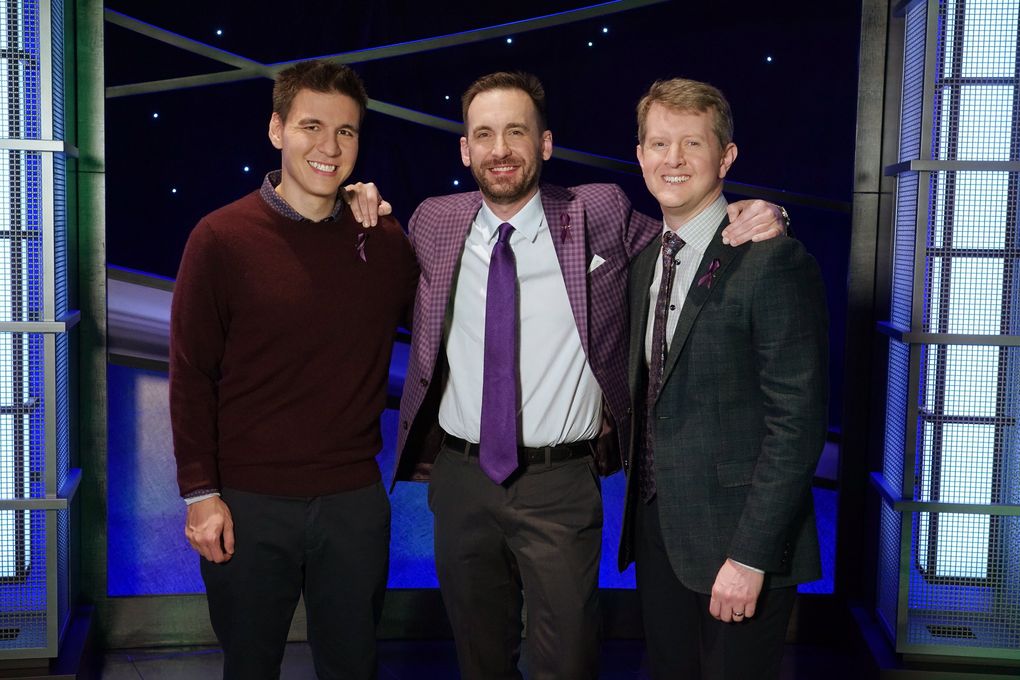 James Holzhauer, Brad Rutter and Ken Jennings competed on “Jeopardy! The Greatest of All Time.” (Eric McCandless / ABC)