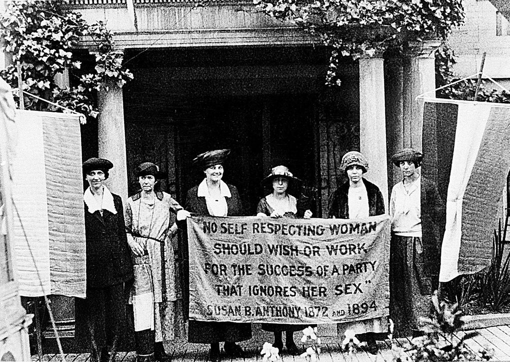 Chairwoman Alice Paul, second from left, and other suffragettes from the National Woman’s Party won the fight for ratification of the 19th Amendment in 1920, granting women the right to vote. (The Associated Press)