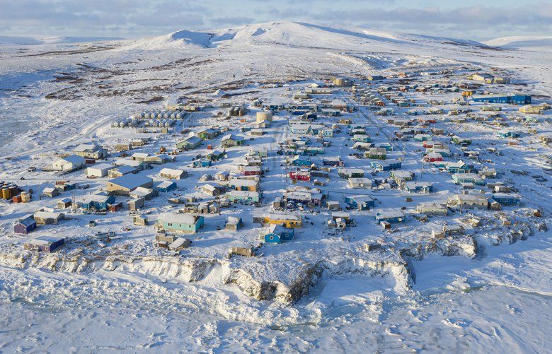 This December 2019 photo shows Toksook Bay, Alaska. The 2020 census in the U.S. begins Tuesday, Jan. 21, 2020, in this tiny community in Alaska. It has started in rural Alaska ever since the U.S. purchased the territory from Russia in 1867. This year, the first people will be counted in Toksook Bay, a city of 661 on the Bering Sea. (Matt Hage/AP Images for U.S. Census Bureau) AKMH701 AKMH701
