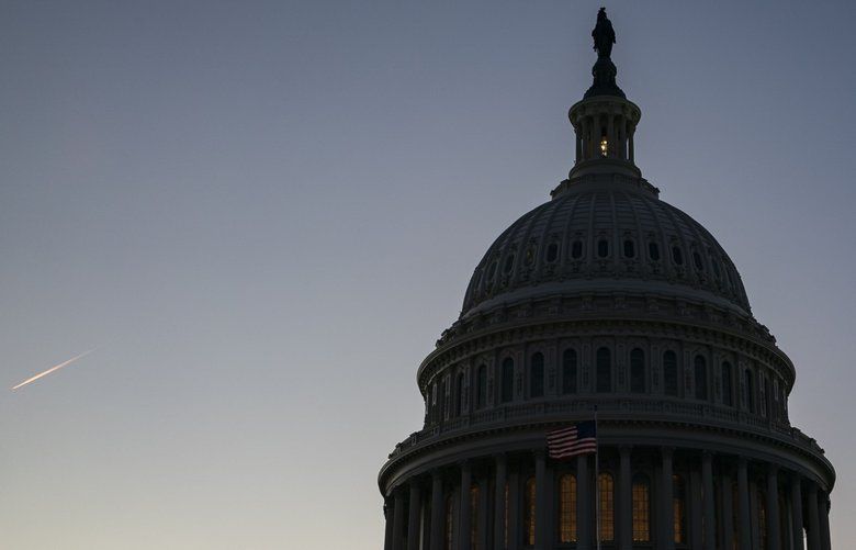 The U.S. Capitol Building at dusk in Washington, D.C., U.S., on Tuesday, Jan. 21, 2020. President Donald Trump’s impeachment trial formally opens in the Senate on Tuesday, promising to shape his legacy, deepen the country’s political divisions and influence control of power in the nation’s capital for years to come. Photographer: Alex Edelman/Bloomberg 775467027