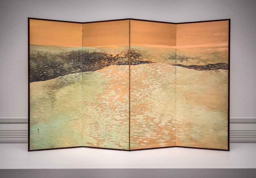The transportive silk painting “Green Waves” by Japanese artist Tsuji Kakō is now on display in the “Picturing Nature” gallery at SAAM, which has foregone classifying art by country or epoch. (Steve Ringman / The Seattle Times)