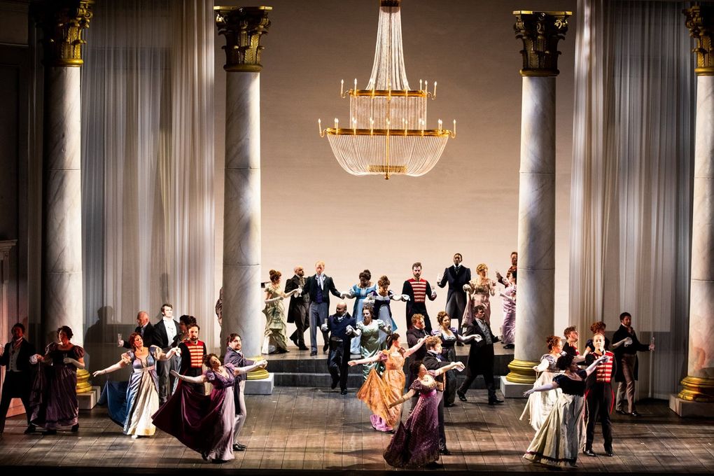 Seattle Opera Chorus and cast perform “Eugene Onegin.” (Philip Newton)