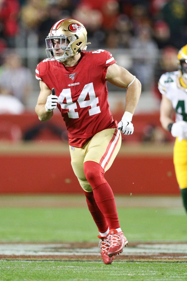 San Francisco 49ers' Kyle Juszczyk runs at the team's NFL football