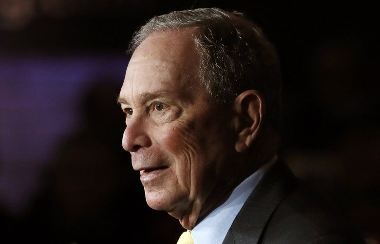 Democratic presidential candidate and former New York City Mayor Michael Bloomberg talks to supporters Tuesday, Feb. 4, 2020 in Detroit. (AP Photo/Carlos Osorio) MICO103 MICO103
