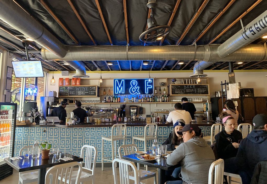 Makers & Finders, in the Las Vegas Arts District, serves brunch and espresso in a lively atmosphere that feels far removed from the artifice of the Strip. (Julia Reed / Special to The Seattle Times)
