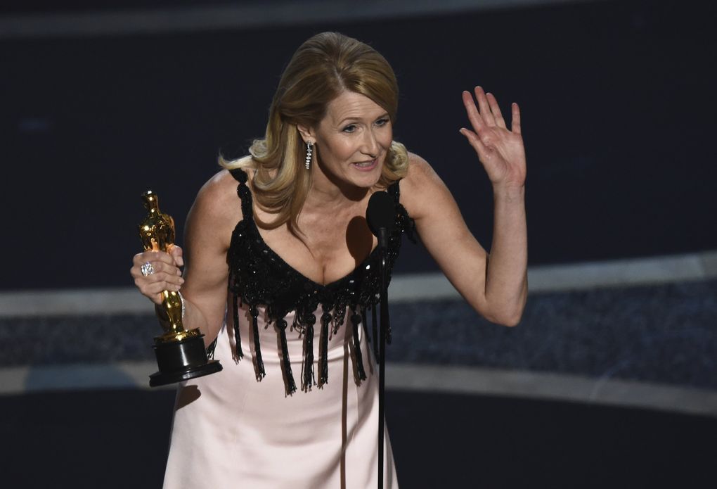 Laura Dern accepts the award for best performance by an actress in a supporting role for “Marriage Story” at the Oscars on Sunday, Feb. 9, 2020, at the Dolby Theatre in Los Angeles. (AP Photo/Chris Pizzello) CADC286 CADC286 (Chris Pizzello / Chris Pizzello/Invision/AP)