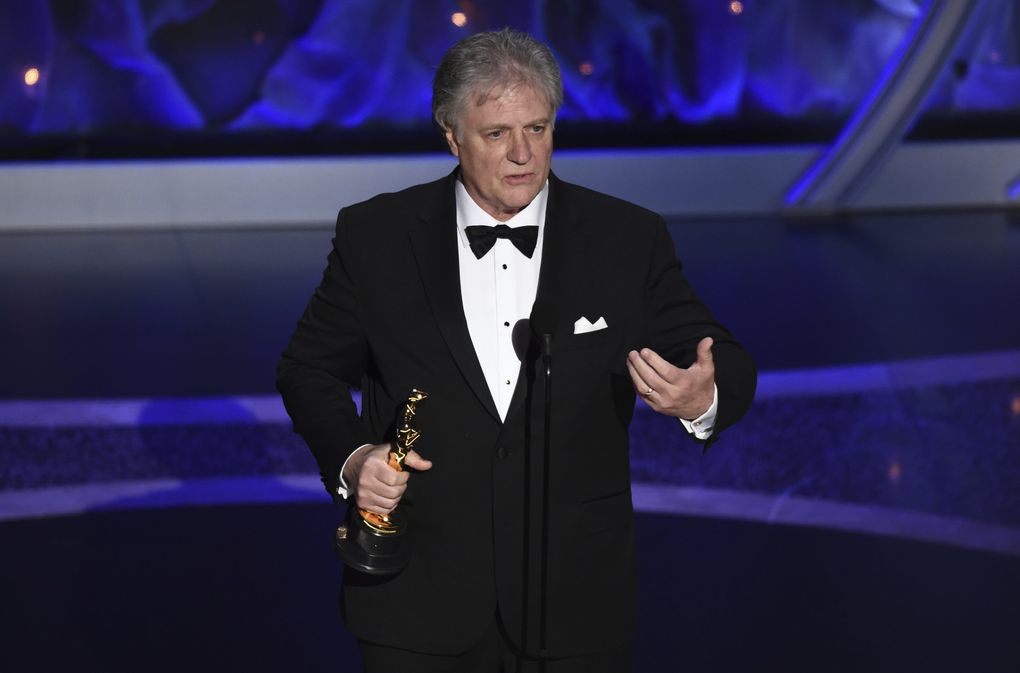 Don Sylvester accepts the award for best sound editing for “Ford v Ferrari” at the Oscars on Sunday, Feb. 9, 2020, at the Dolby Theatre in Los Angeles. (AP Photo/Chris Pizzello) CADC315 CADC315 (Chris Pizzello / Chris Pizzello/Invision/AP)