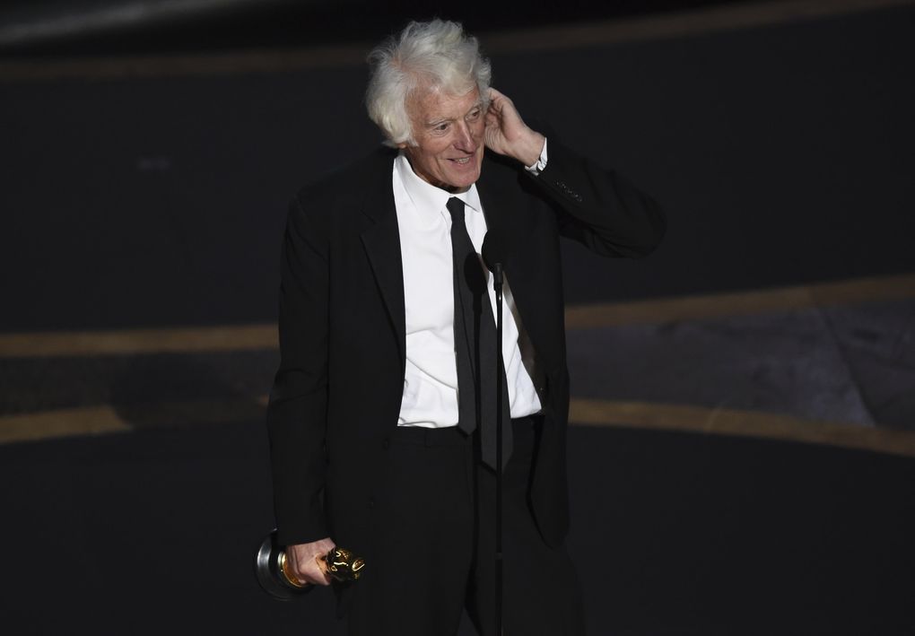 Roger Deakins accepts the award for best cinematography for “1917” at the Oscars on Sunday, Feb. 9, 2020, at the Dolby Theatre in Los Angeles. (AP Photo/Chris Pizzello) CADC331 CADC331 (Chris Pizzello / Chris Pizzello/Invision/AP)