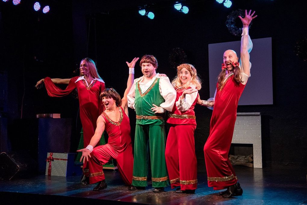 “Scott Shoemaker’s War on Christmas!” holiday cabaret at Re-bar in 2018 featured Seattle stage regulars Waxie Moon, Adé and others. (Bronwen Houck)