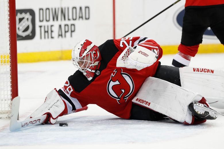 New Jersey Devils' Mackenzie Blackwood (29) during the second